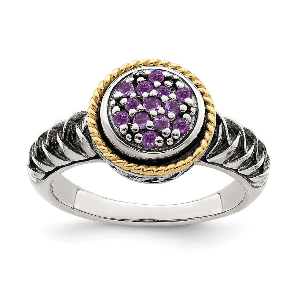 Shey Couture Sterling Silver with 14K Accent Antiqued Pav‚ Amethyst Ring