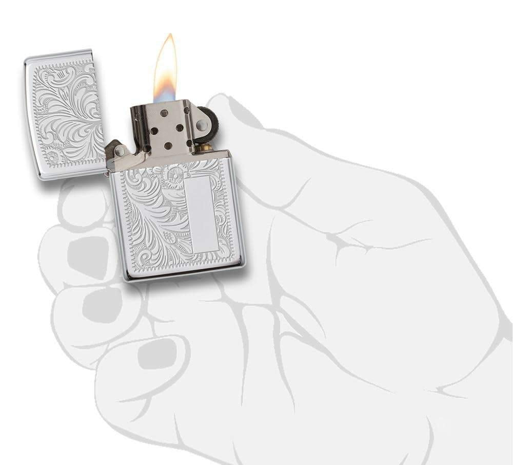 Zippo Venetian High Polish Chrome Pocket Lighter