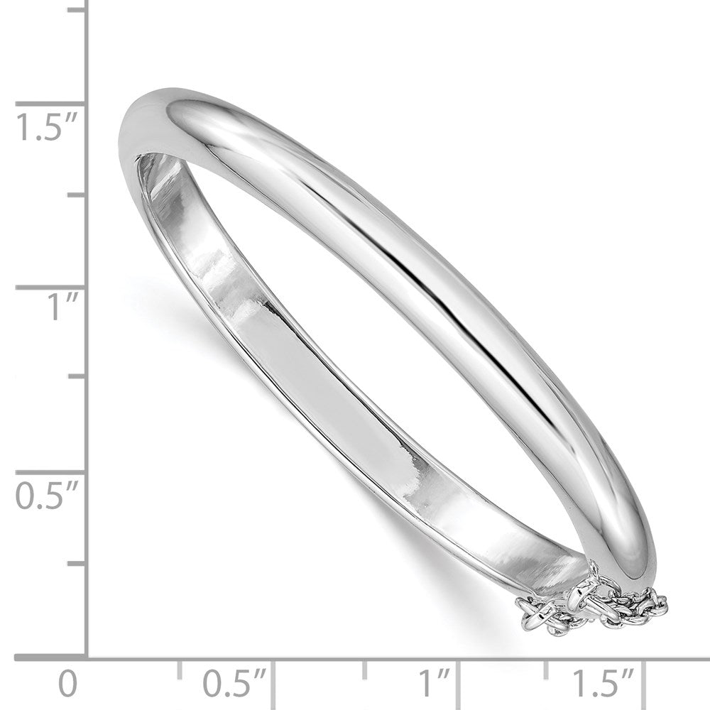 Sterling Silver RH-plated Polished 5mm w/ Safety Hinged Children's Bangle 5.25 inches