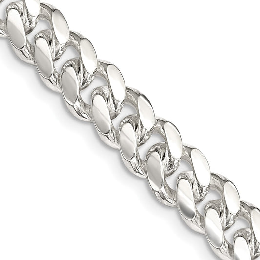 Sterling Silver 7.8mm Polished Domed Curb Chain 26 Inches