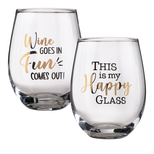 Lillian Rose Wine Glass Set with Fun Sayings