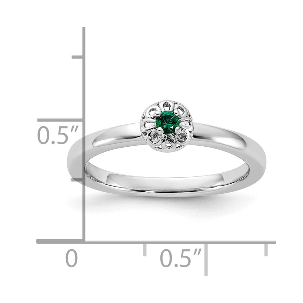 Sterling Silver Stackable Expressions Created Emerald Ring