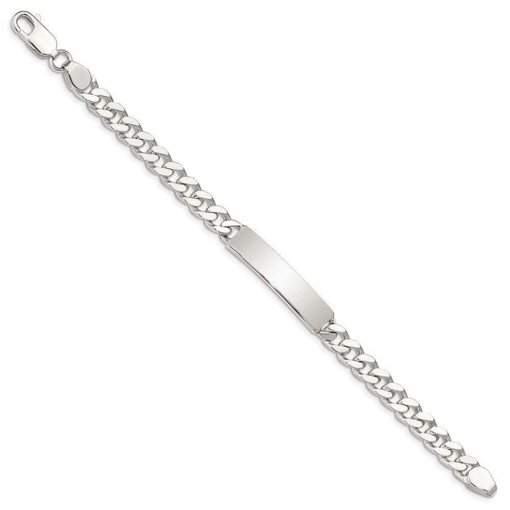 Sterling Silver 8inch Polished Engraveable Curb Link ID Bracelet 8 inches