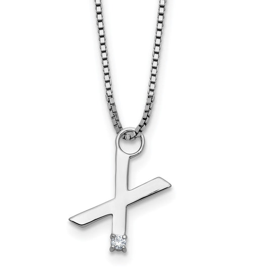 White Ice Sterling Silver Rhodium-plated 18 inch Diamond Letter X Initial Necklace plus 2 inch Extender 18 Inches