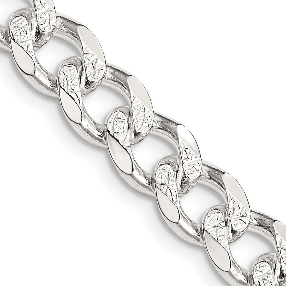 Sterling Silver 8.3mm Pav‚ Curb Chain 20 Inches