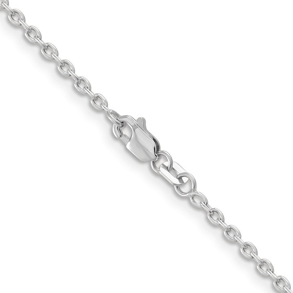 14K White Gold 30 inch 2mm Round Open Link Cable with Lobster Clasp Chain