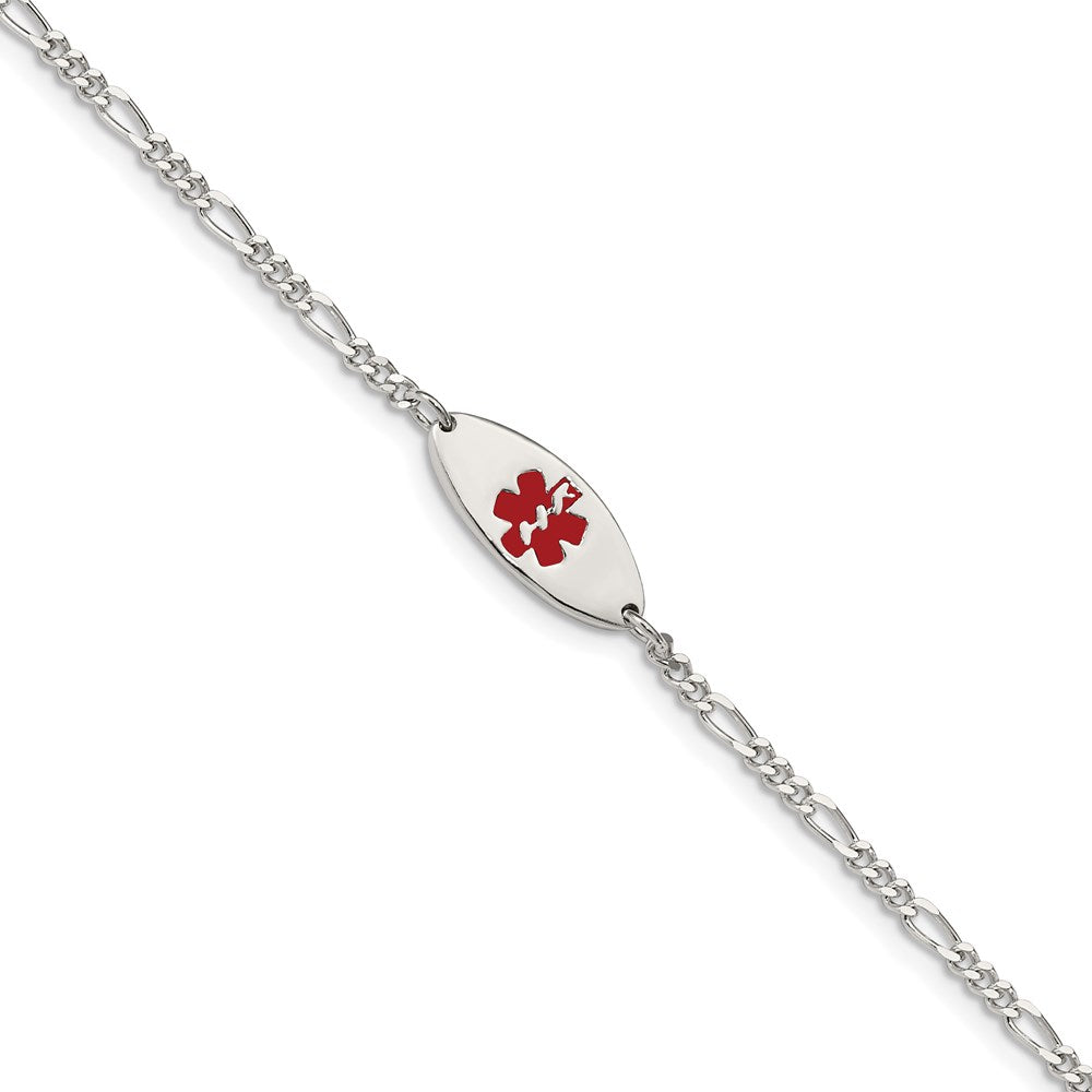 Sterling Silver Rhodium-plated Enamel Medical Jewelry Bracelet 7 inches