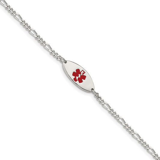 Sterling Silver Rhodium-plated Enamel Medical Jewelry Bracelet 7 inches
