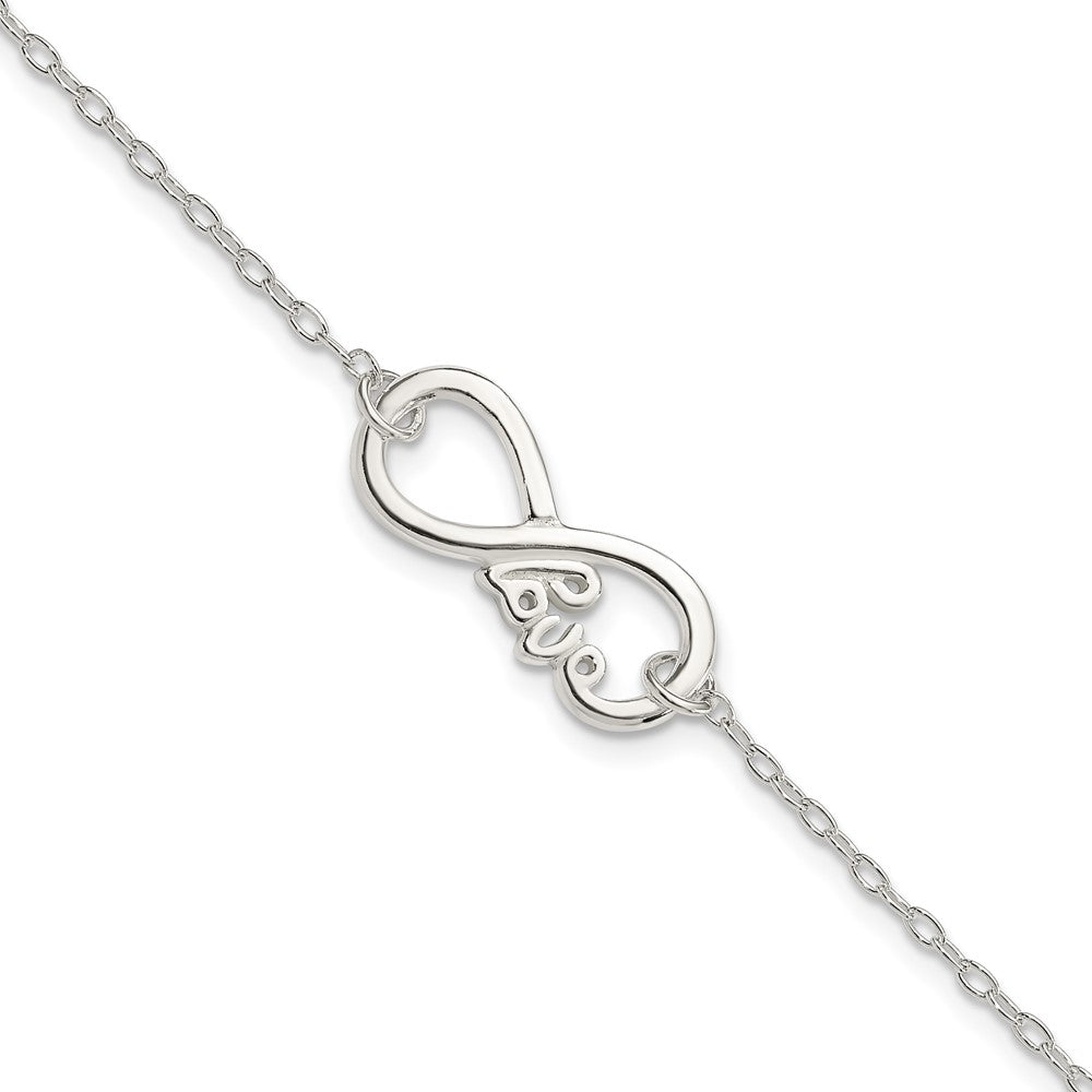 Sterling Silver Polished infinity Sign w/LOVE 7.5 inch Bracelet 7.5 inches