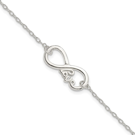 Sterling Silver Polished infinity Sign w/LOVE 7.5 inch Bracelet 7.5 inches