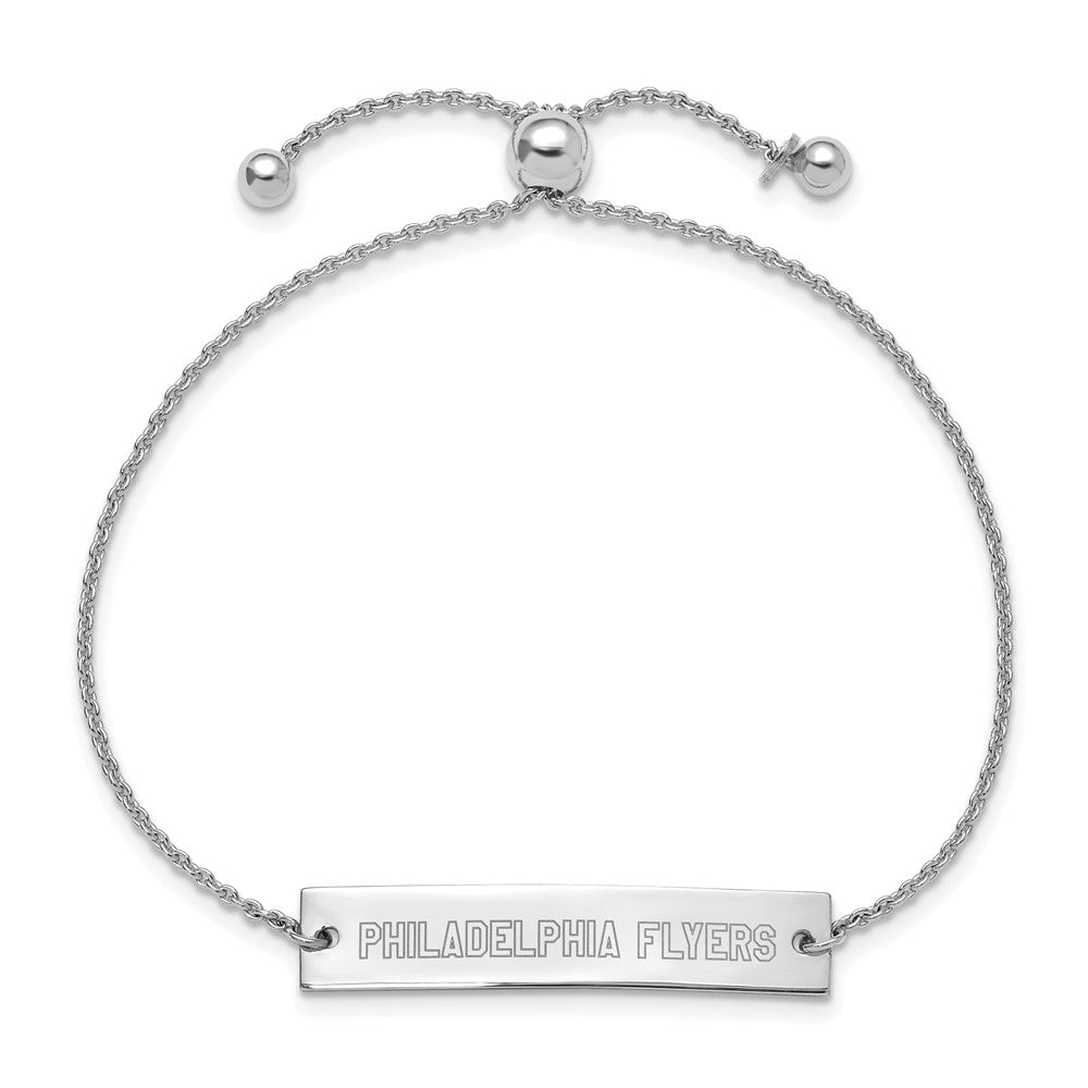 Sterling Silver Rhodium-plated LA Philadelphia Flyers Small Bar Adjustable 9 inch Bracelet