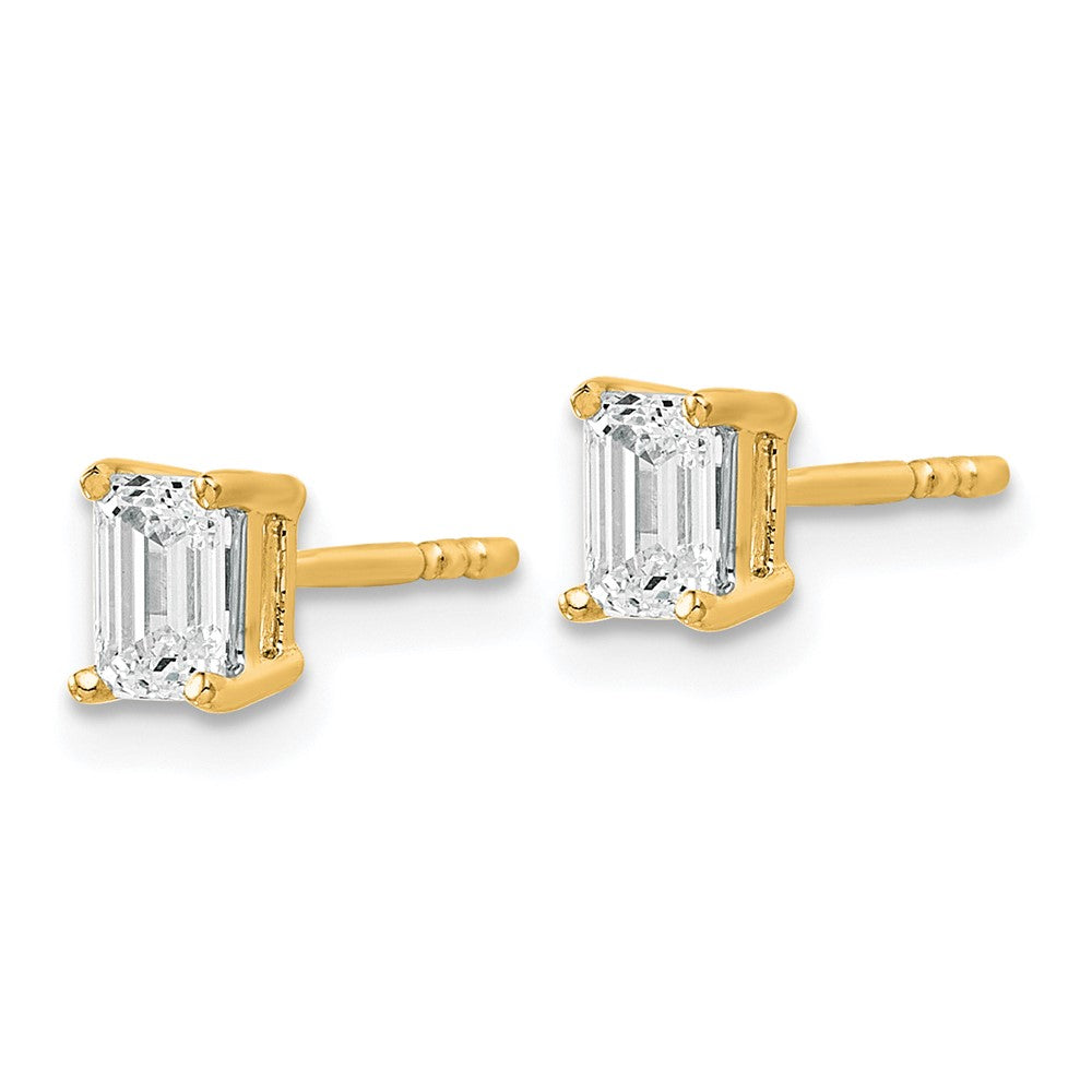 14k 5/8 carat Lab Grown Diamond VS/SI+ G+ Emerald Complete Four Prong Stud Earrings