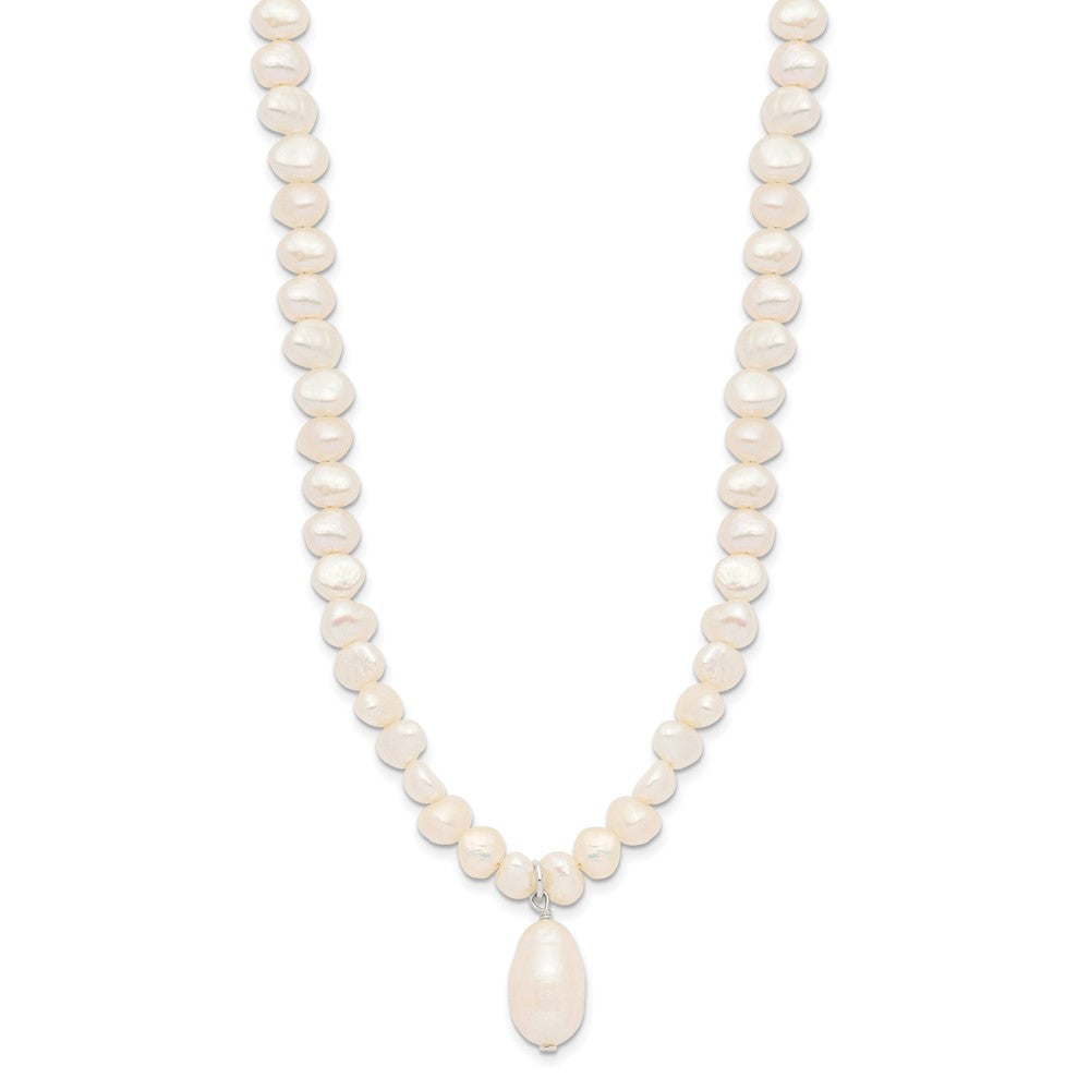 Sterling Silver FW Cultured Pearl Drop 18in Necklace 18 Inches