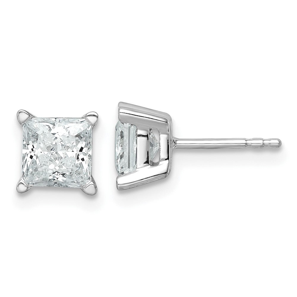 14k White Gold 2 ctw Lab Grown Diamond VS/SI+ G+ Princess 4 Prong Heavy Wt. Stud Earrings