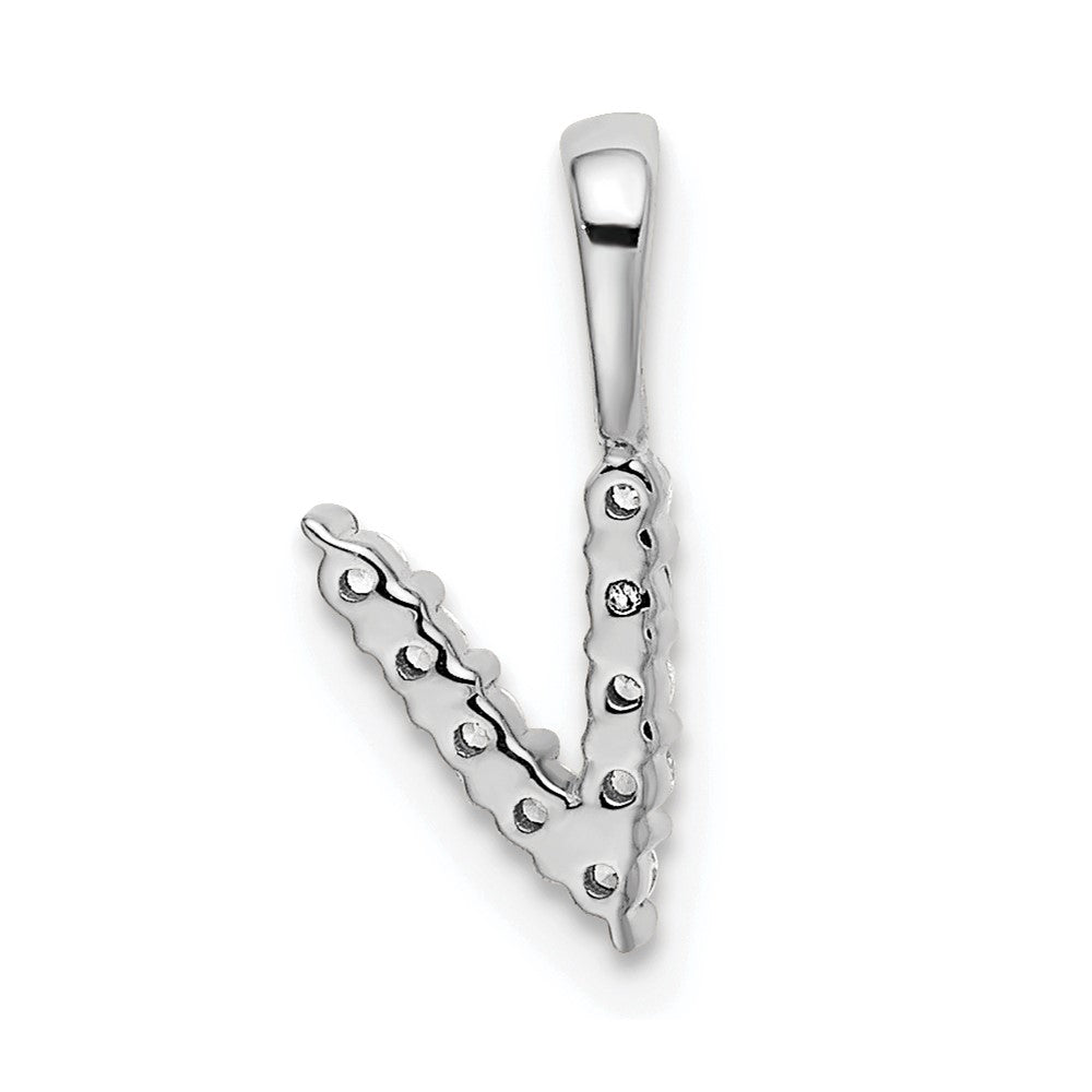 14k White Gold 1/10 carat Lab Grown Diamond VS/SI+ G+ Letter V Initial Pendant