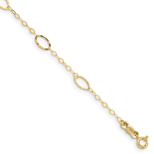 14k Oval Design Diamond-cut Bracelet 6  inches