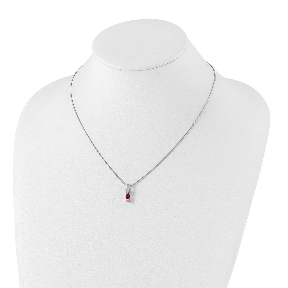 White Ice Sterling Silver Rhodium-plated 18 Inch Diamond and Pink Tourmaline Necklace with 2 Inch Extender 18 Inches