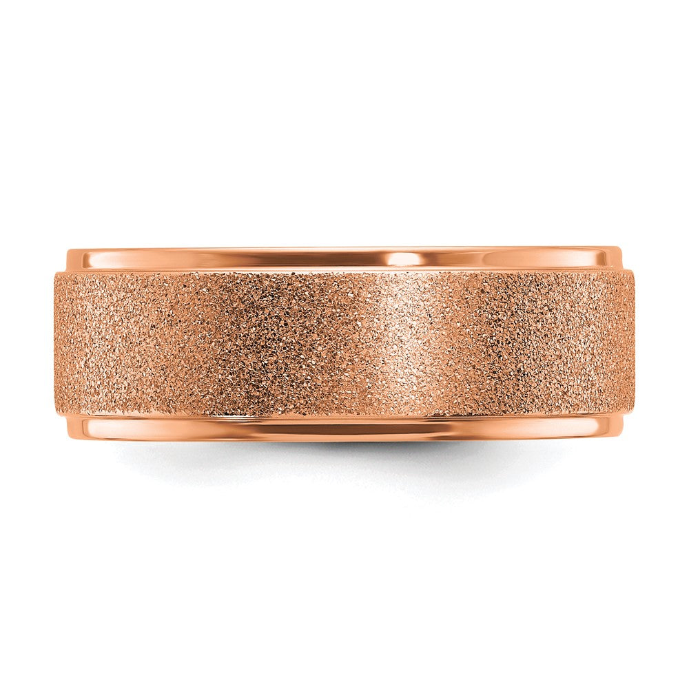 Chisel Titanium Polished Laser-cut Center Rose IP-plated 8mm Band