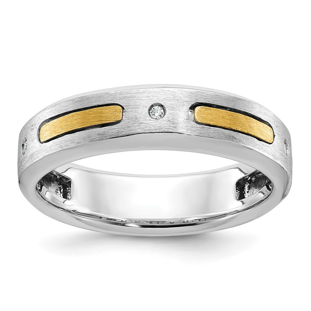14k Two-tone IBGoodman Men's Polished and Satin Diamond Complete Ring Size 10