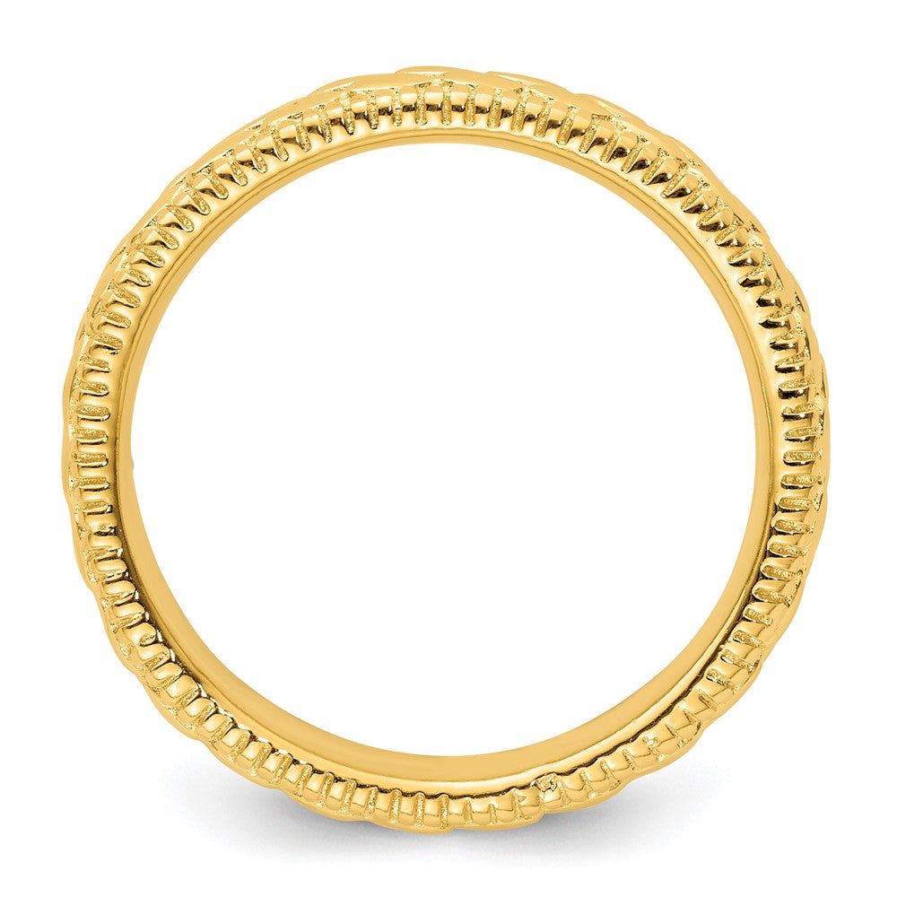 Sterling Silver Stackable Expressions Gold-plated Patterned Ring Size -8
