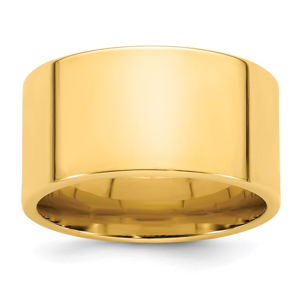 14k Yellow Gold 12mm Standard Weight Flat Comfort Fit Wedding Band Size 4.5
