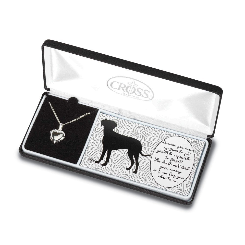 Silver-plated Heart Locket Dog Pet Loss 18 inch Necklace