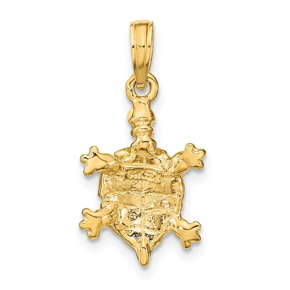14K wtih Green Enamel Land Turtle Charm