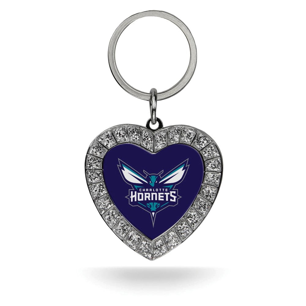 NBA Charlotte Hornets Rhinestone Heart Key Ring QGC7903