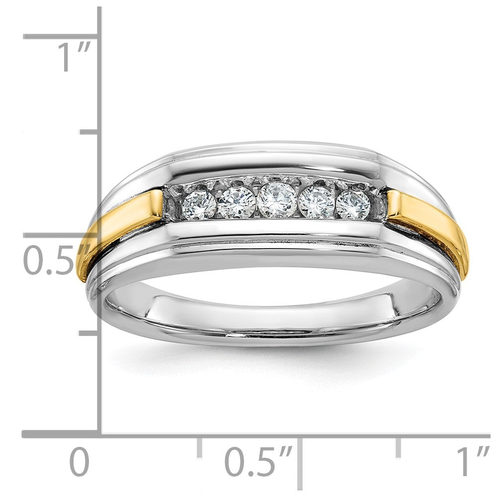 IBGoodman 14k Two-tone Men's Polished and Grooved 5-Stone Ring Mounting