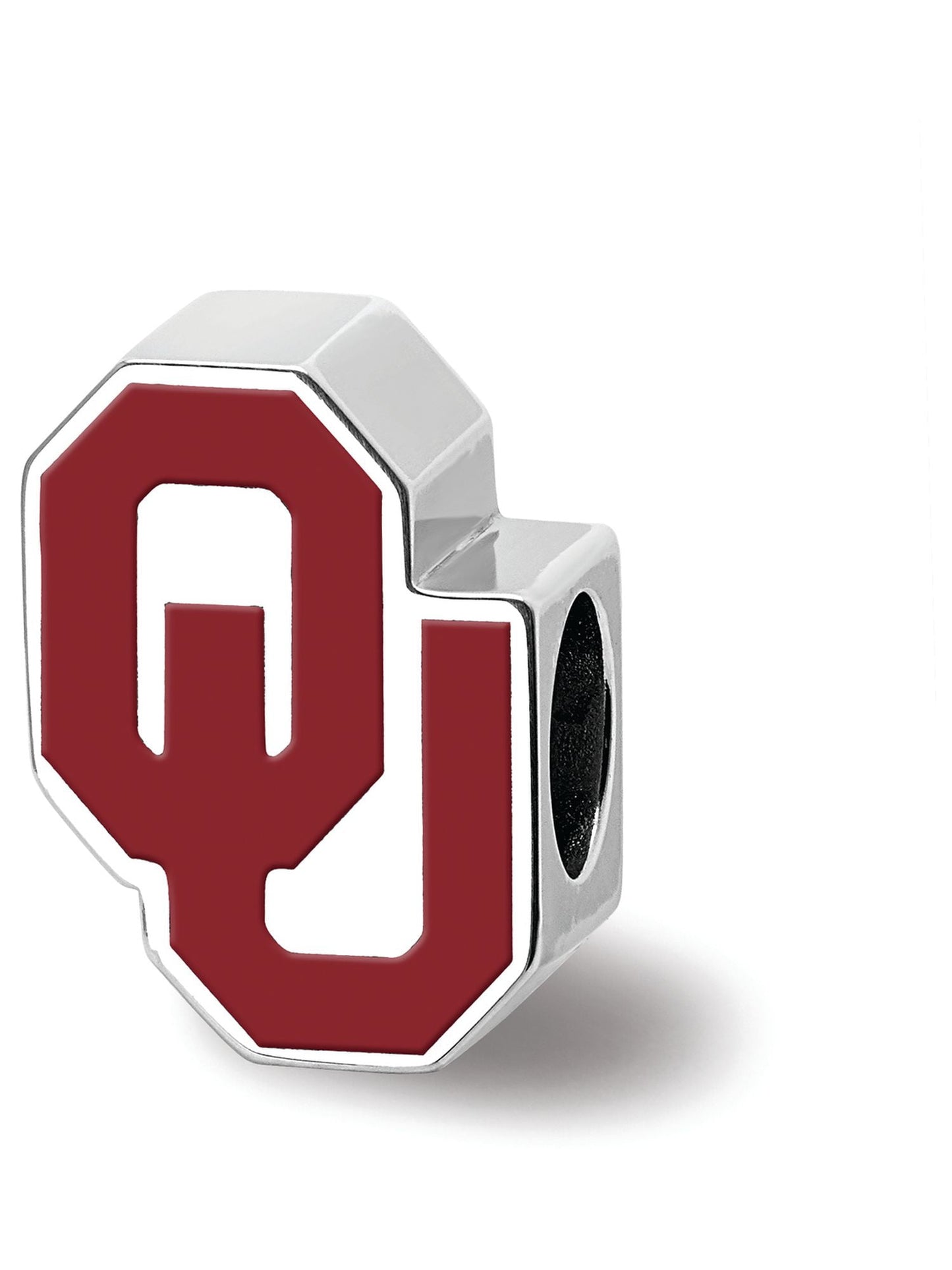 Logoart Sterling Silver the University Of Oklahoma 1-sided Enameled Bead Female Adult