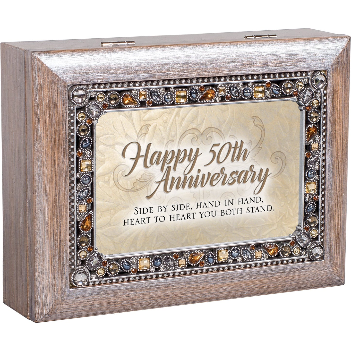 HAPPY 50TH ANNIVERSARY Faux Jewels and Resin Music Box: YOU LIGHT UP MY LIFE Q-GM22909