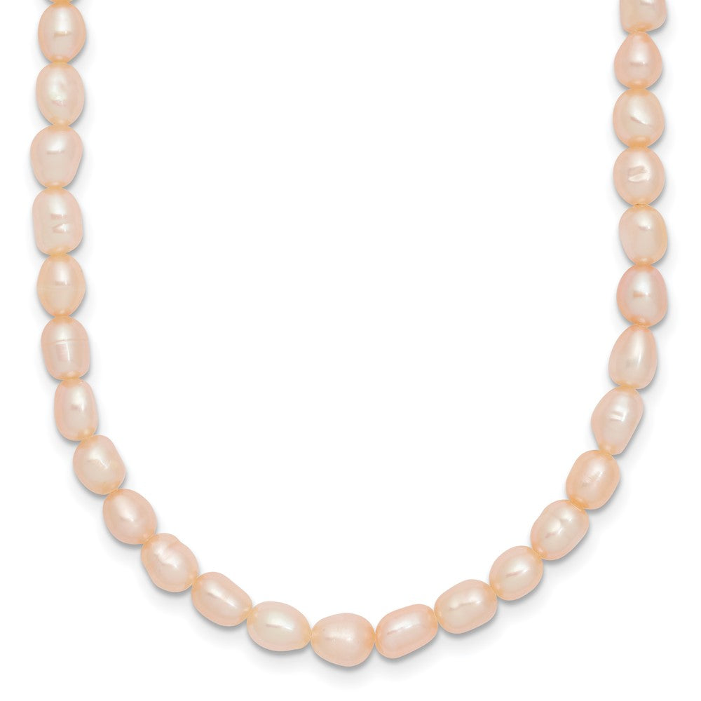Sterling Silver Rhodium-plate 4-5mm Pink Rice Freshwater Cultured Pearl Children's 13 inch Necklace 13 Inches