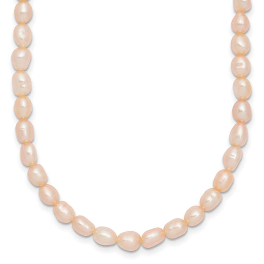Sterling Silver Rhodium-plate 4-5mm Pink Rice Freshwater Cultured Pearl Children's 13 inch Necklace 13 Inches