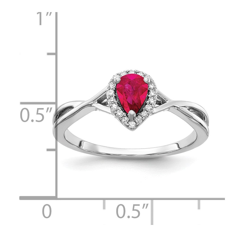 10k White Gold Ruby & Diamond Ring
