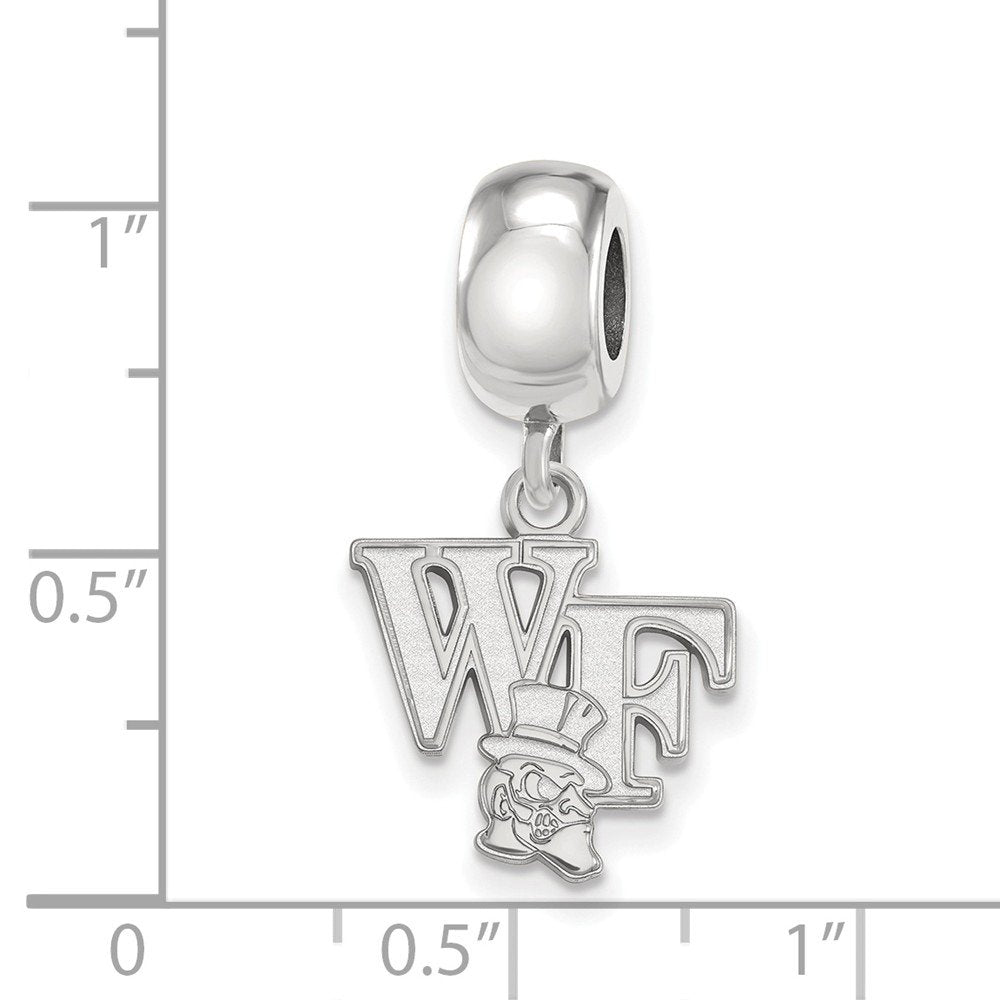 Sterling Silver Rhodium-plated LogoArt Wake Forest University W-F Deacon Small Dangle Bead
