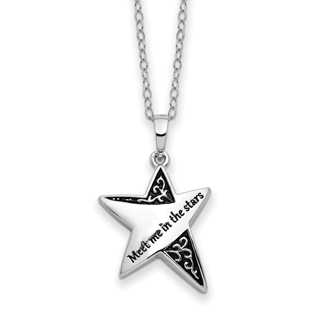 Sentimental Expressions Sterling Silver Rhodium-plated Antiqued Meet Me In The Stars 18 Inch Ash Holder Necklace 18 Inches
