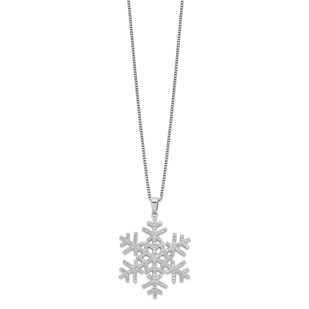 Brilliant Embers Sterling Silver Rhodium-plated 205 Stone 18 inch Micro Pav‚ CZ Snowflake Necklace with 2 Inch Extender 18 Inches