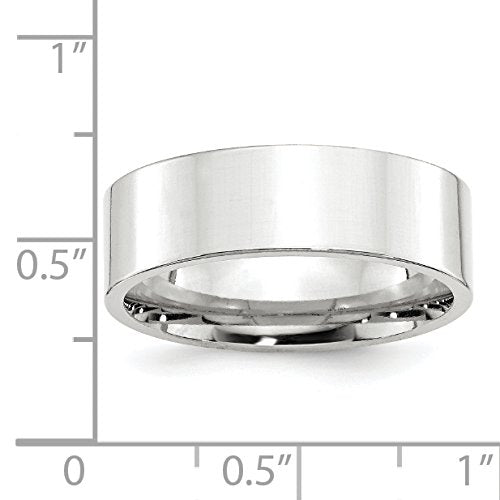 10k White Gold 7mm Standard Weight Flat Comfort Fit Wedding Band Size 10.5