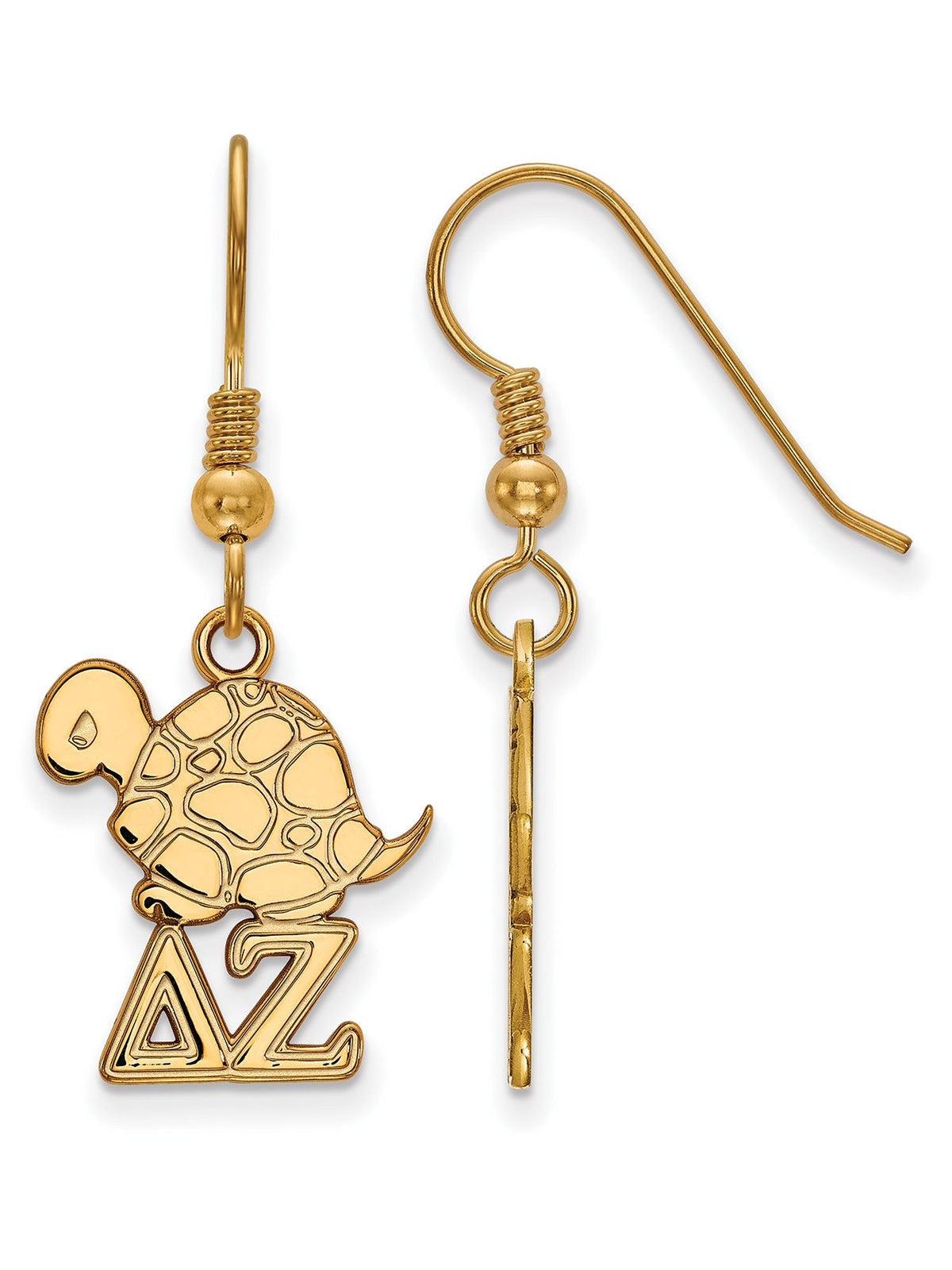 Sterling Silver w/ 14K Yellow Gold-Plated Official Licensed Greek Sororities Delta Zeta (??) Medium Dangle Earrings