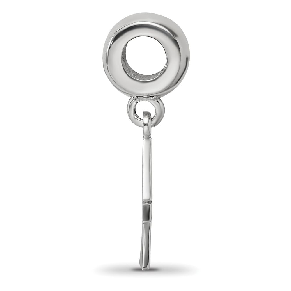 Sterling Silver Rhodium-plated LogoArt Delta Zeta Vertical Letters Bead QDZ005BD1-SS