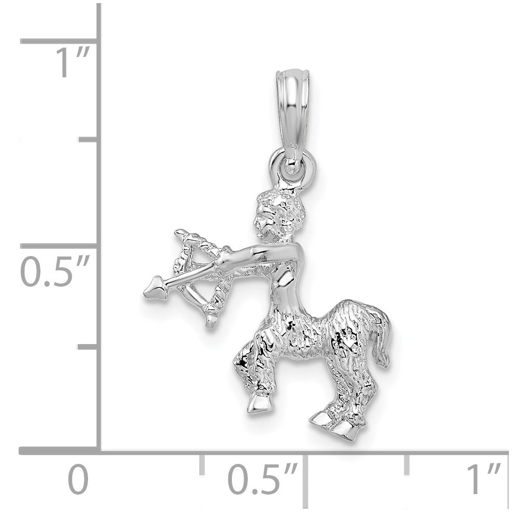 De-Ani Sterling Silver Rhodium-Plated Polished 3D Sagittarius Zodiac Pendant