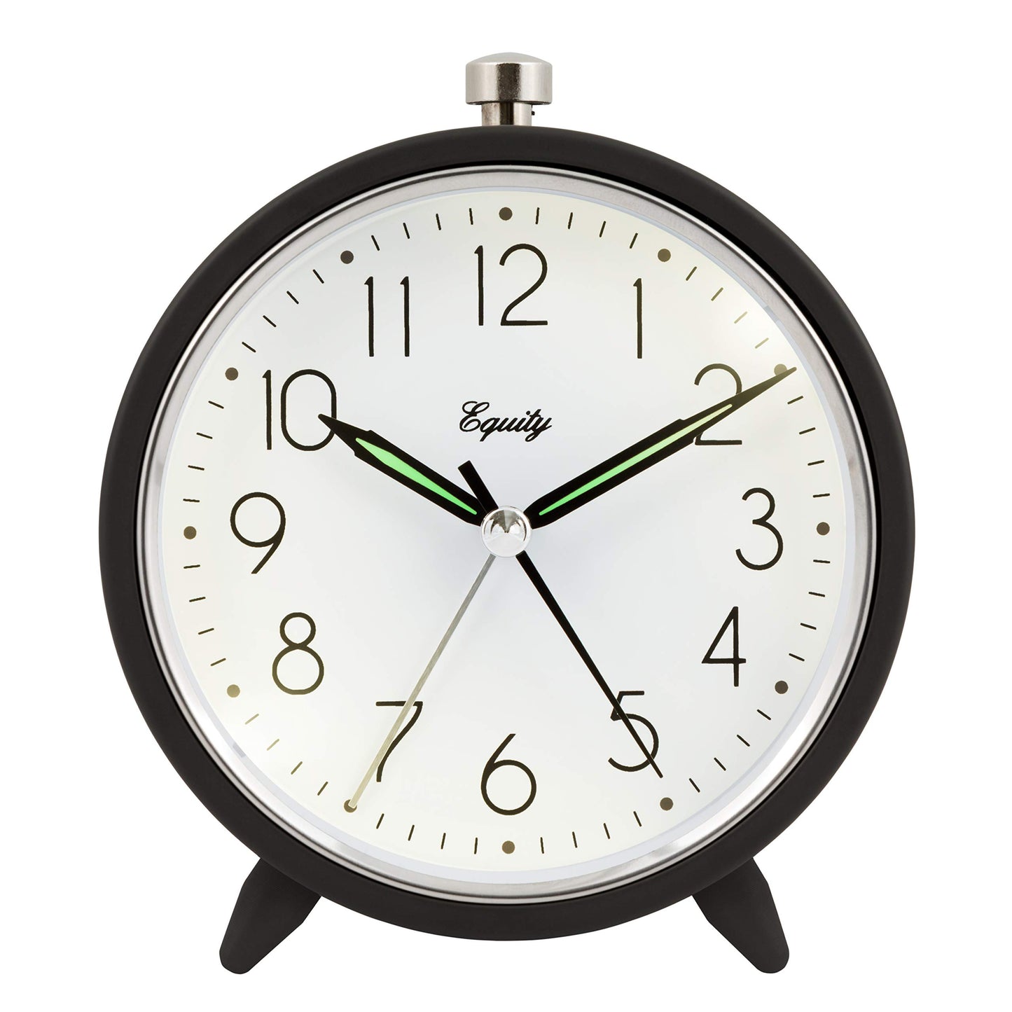 Equity 20091 5-Inch Silent Sweeping Quartz Metal Alarm Clock, Dark Gray