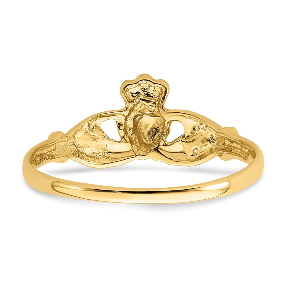 14k Polished and Satin Claddagh Ring Size 7