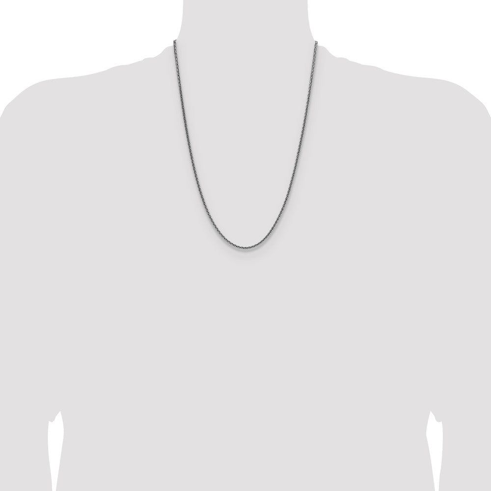 Sterling Silver Rhodium-plated 2.5mm Diamond-cut Square Spiga Chain