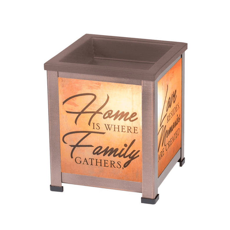 5" Antique Bronze Finish Laughter Home Family Love Printed Interchangeable Warmer
