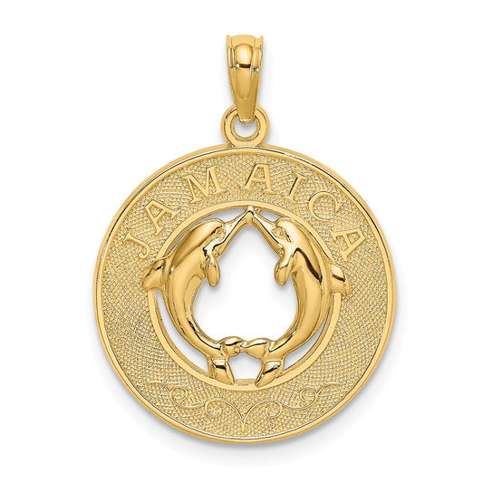 14K JAMAICA w/Dolphins Circle Charm