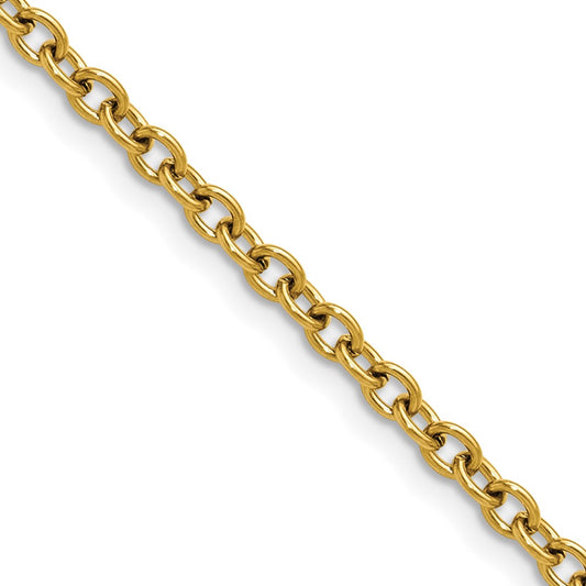 Chisel Stainless Steel Polished Yellow IP-plated 3mm 18 inch Cable Chain
