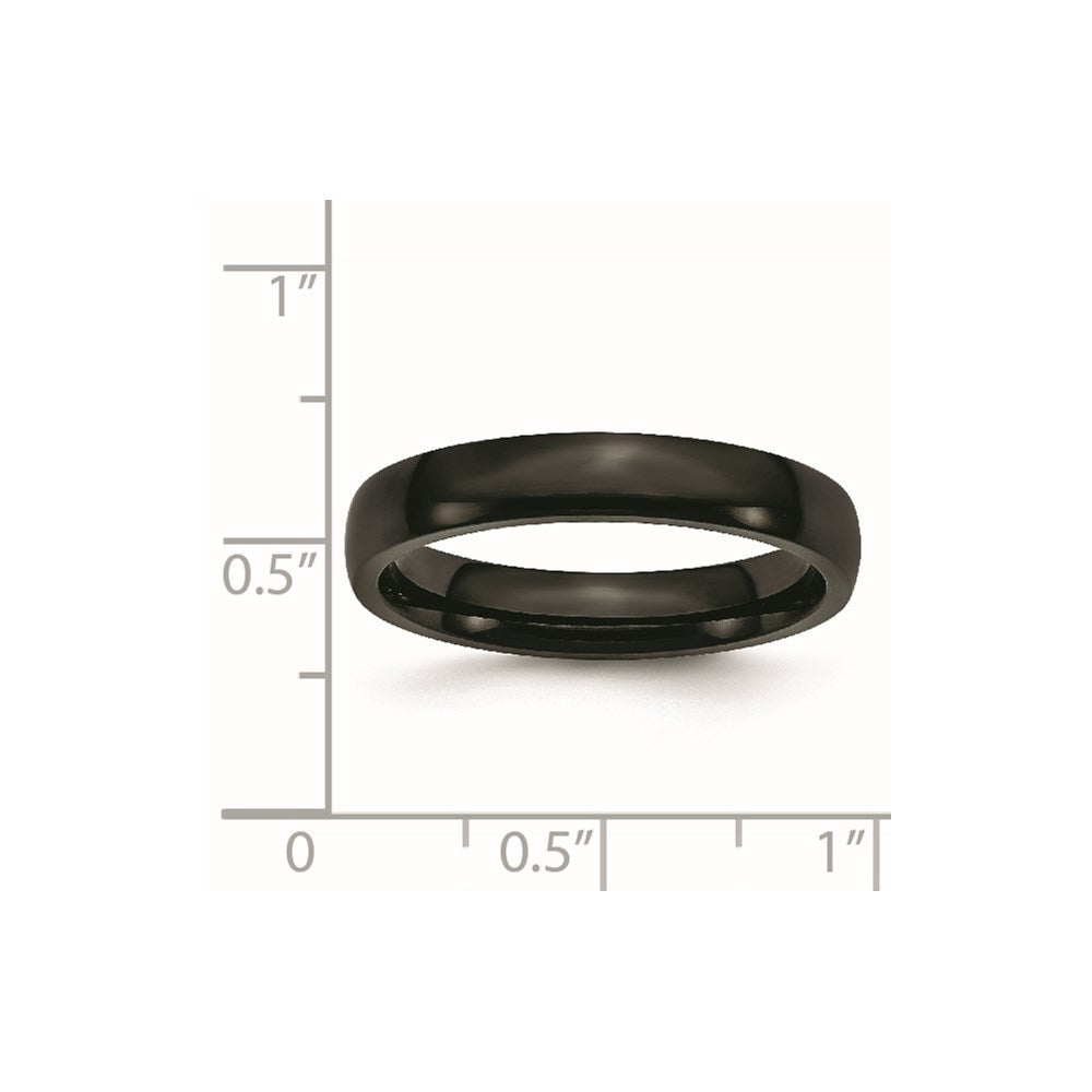 Stainless Steel 4mm Black IP-plated Polished Band Size - 9