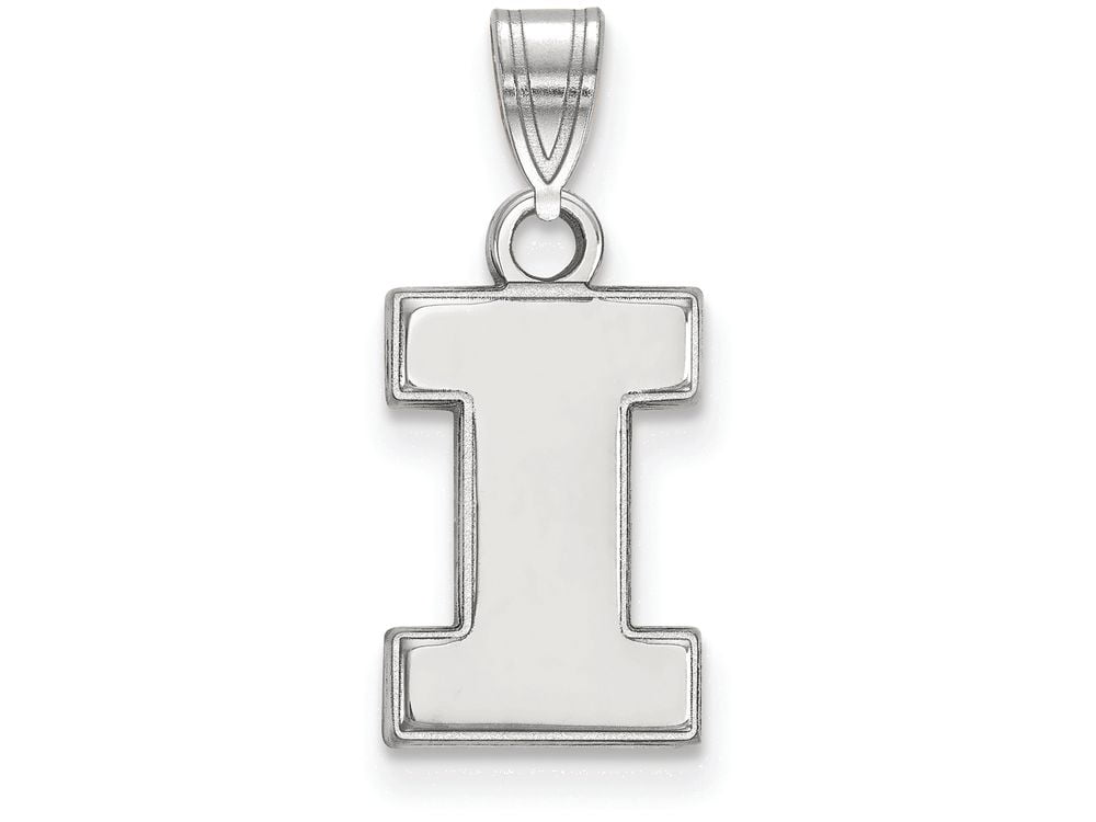 Sterling Silver Rhodium-plated LogoArt University of Illinois Letter I Small Pendant Q-SS002UIL
