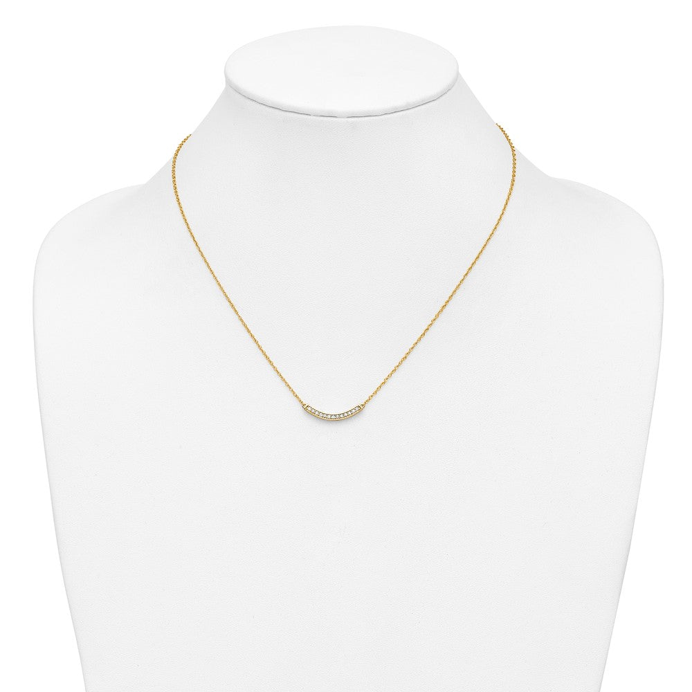 14k Diamond Curved Bar 18 inch Necklace